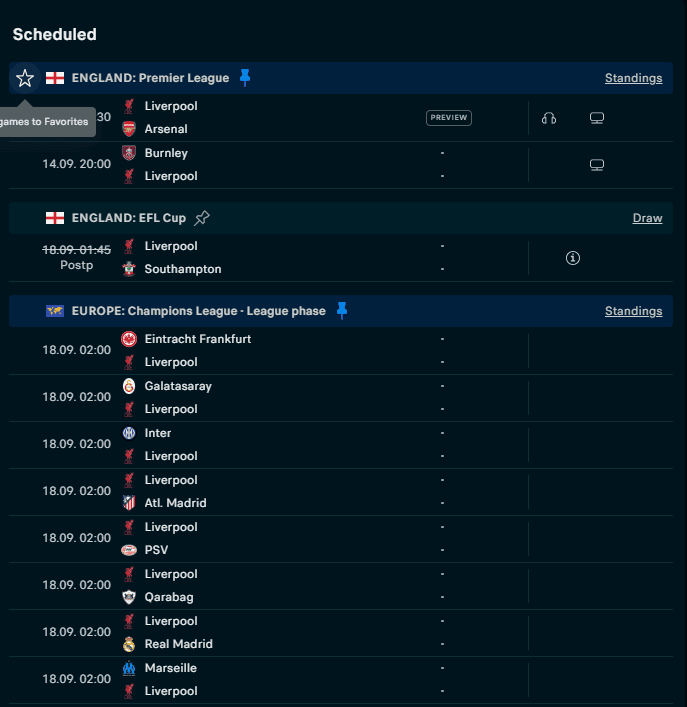 Nhận định Liverpool vs Arsenal: Đại chiến định đoạt ngôi đầu tại Anfield 4 Lịch thi đấu Arsenal